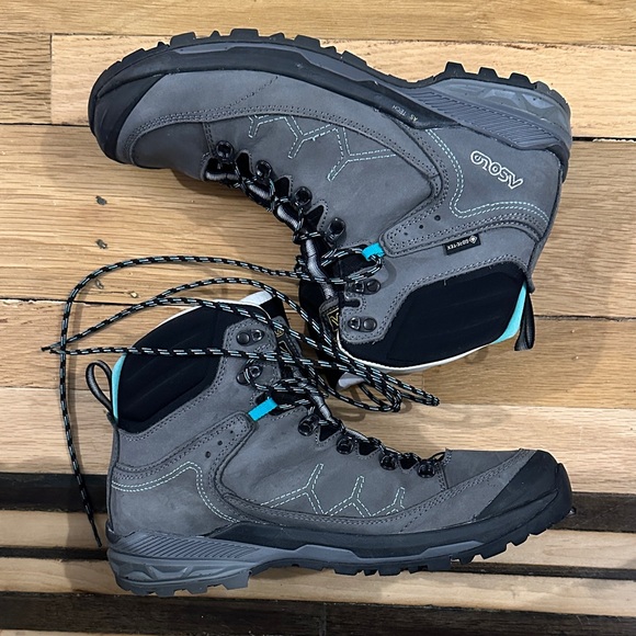 Asolo Falcon EVO NBK GV Charcoal and Teal Hiking Boots - Picture 8 of 13